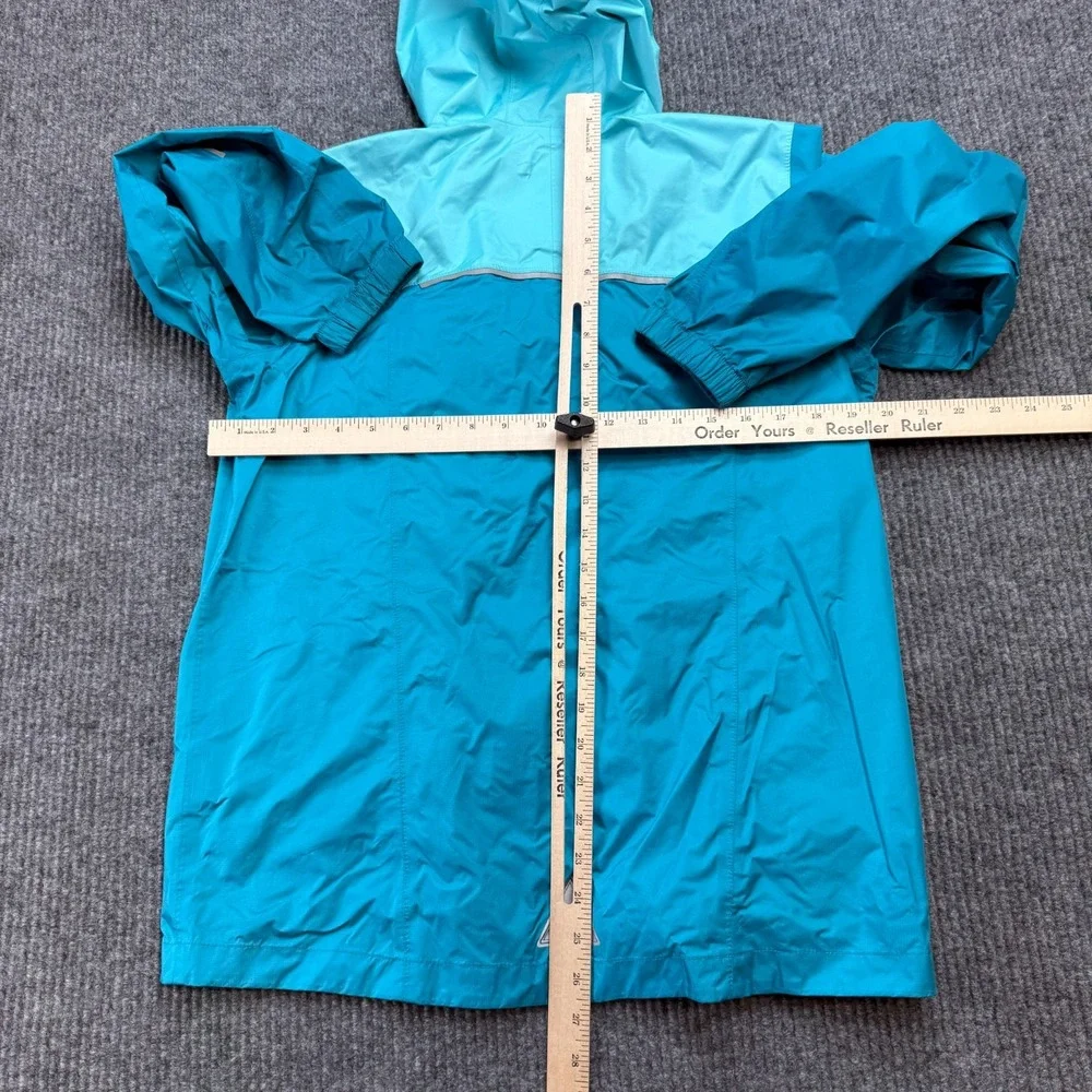 LL Bean Trail Model Jacket Kids Girls XL 18 Teal Blue Colorblock Waterproof Hood